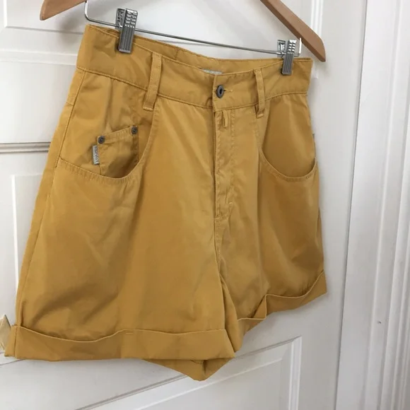 VTG Esprit high waisted shorts Sz 11/12 Cotton twill mustard yellow Excellet con - Picture 4 of 10